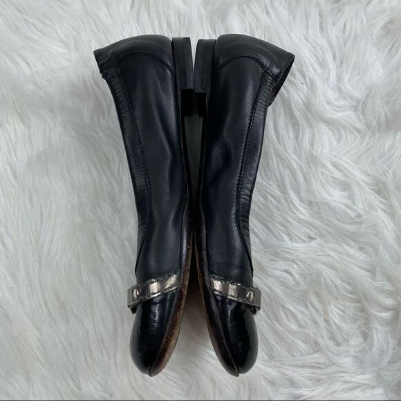 AGL Leather & Patent Leather Buckle Ballet Flats - Picture 4 of 11